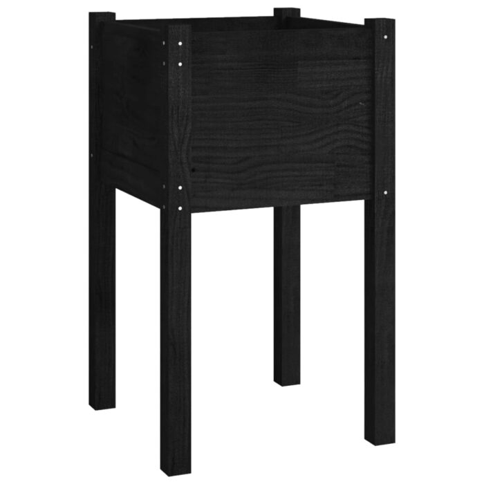 Jardinières d'extérieur 2pcs Noir 40x40x70cm Bois de pin massif – Image 3