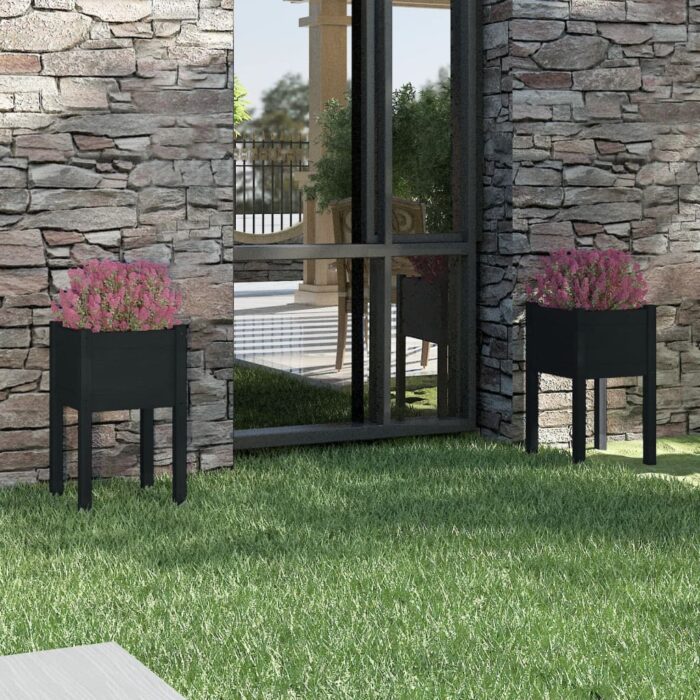 VXL8720286815298_m_en_hd_1.jpg Jardinières d'extérieur 2pcs Noir 40x40x70cm Bois de pin massif – Image 1