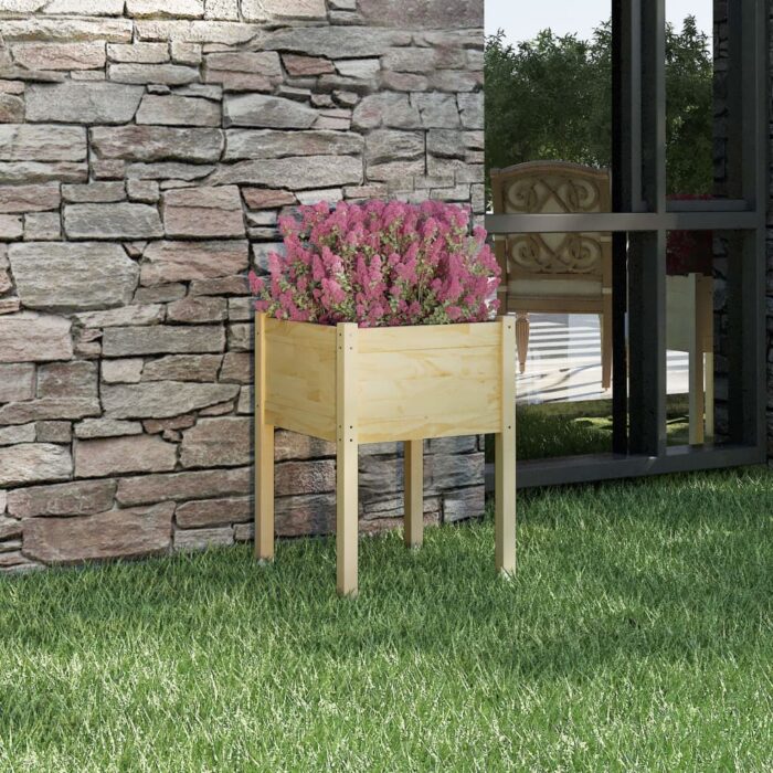 Jardinière d'extérieur 50x50x70 cm bois de pin massif – Image 1