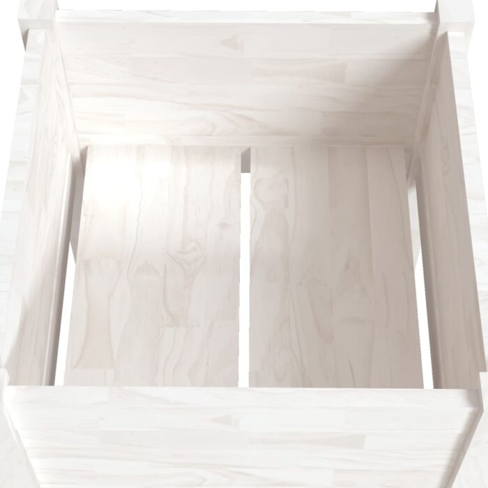 Jardinière Blanc 50x50x70 cm Bois de pin massif – Image 4
