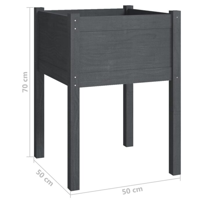 Jardinière Gris 50x50x70 cm Bois de pin massif – Image 5