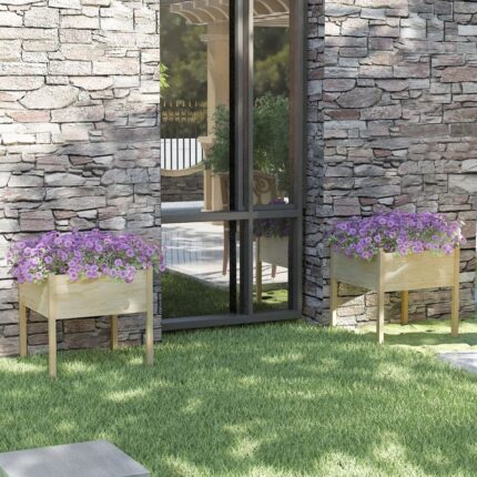 Jardinières d'extérieur 2 pcs 70x70x70 cm bois de pin massif