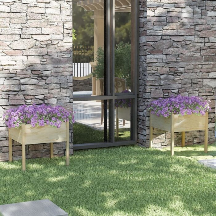 Jardinières d'extérieur 2 pcs 70x70x70 cm bois de pin massif – Image 1