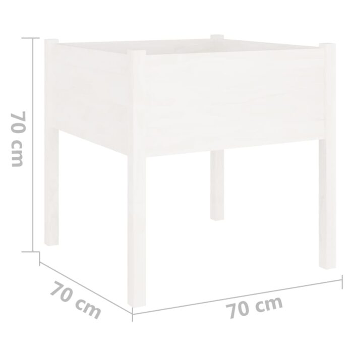 Jardinière blanc 70x70x70 cm bois de pin massif – Image 5