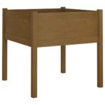 Jardinières 2 pcs Marron miel 70x70x70 cm Bois de pin massif – Image 3