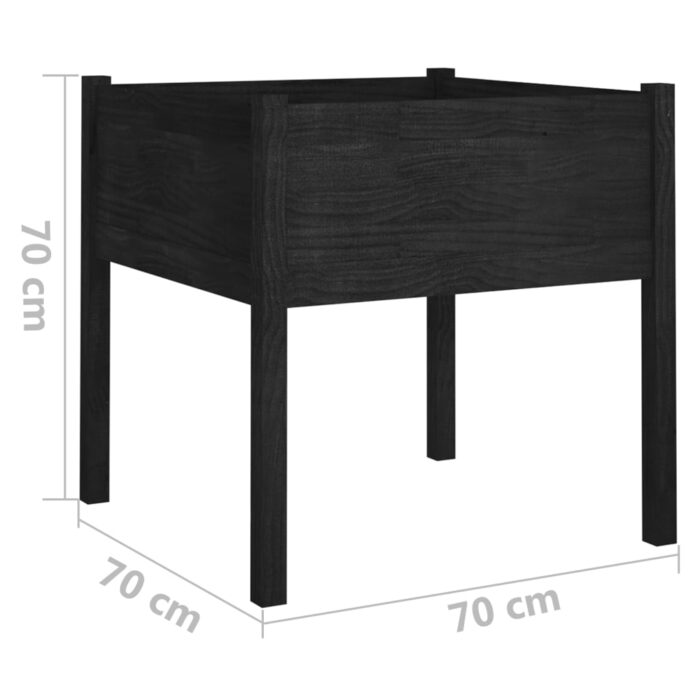 Jardinières 2 pcs Noir 70x70x70 cm Bois de pin massif – Image 6