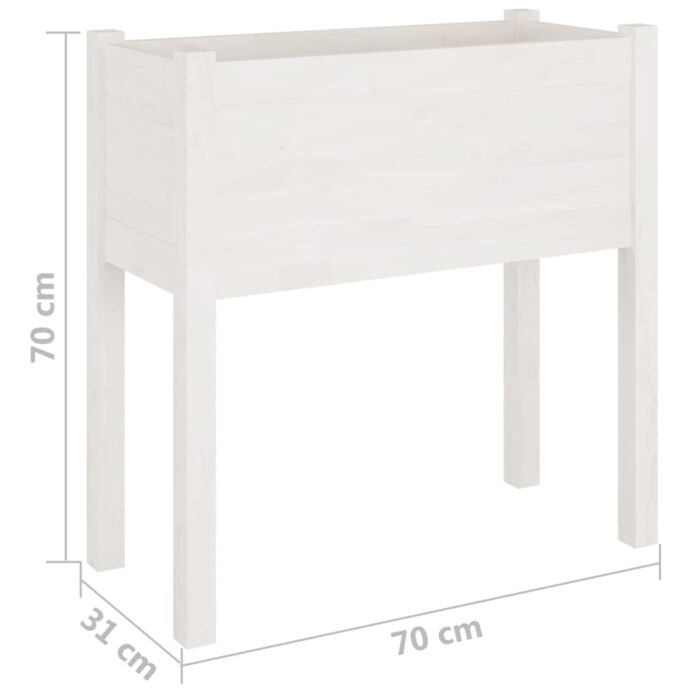 Jardinières 2 pcs Blanc 70x31x70 cm Bois de pin massif – Image 7