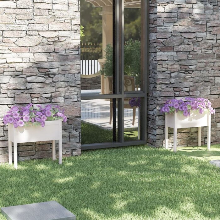Jardinières 2 pcs Blanc 70x31x70 cm Bois de pin massif – Image 1