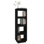 Bibliothèque/Séparateur de pièce Noir 40x35x135 cm Pin massif – Image 2