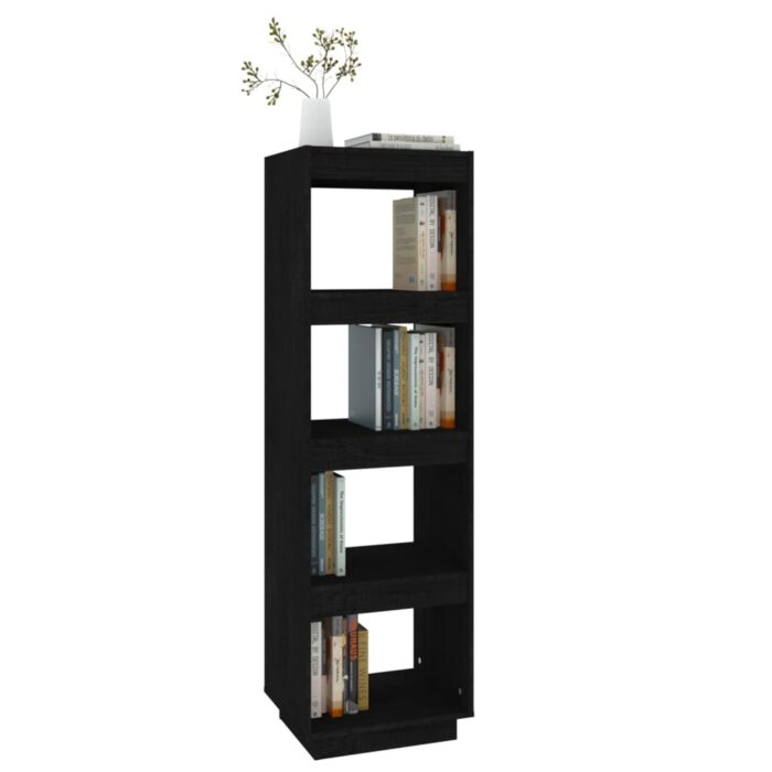 Bibliothèque/Séparateur de pièce Noir 40x35x135 cm Pin massif – Image 2