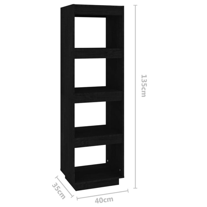 Bibliothèque/Séparateur de pièce Noir 40x35x135 cm Pin massif – Image 6