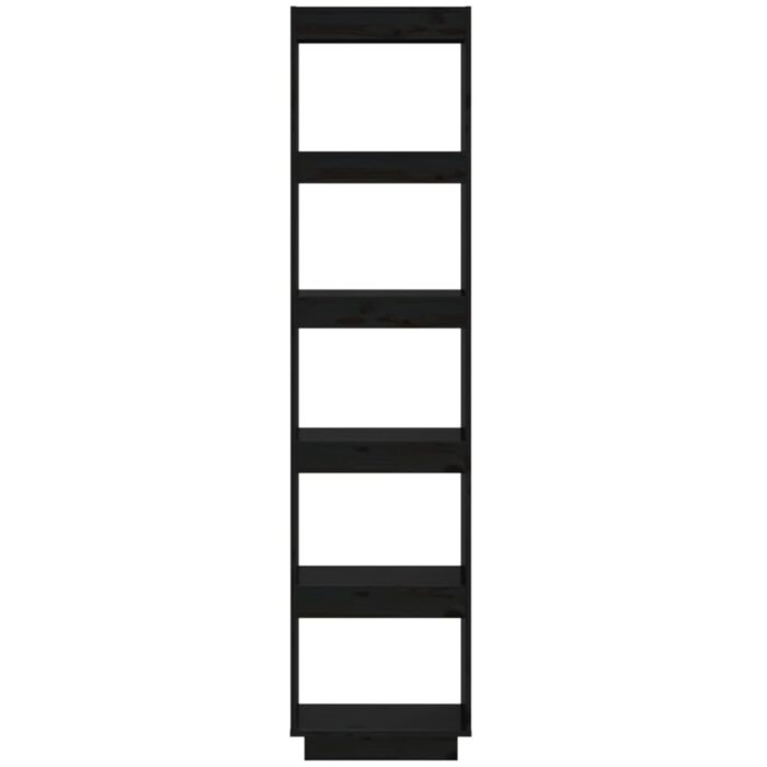 Bibliothèque/Séparateur de pièce Noir 40x35x167 cm Pin solide – Image 3
