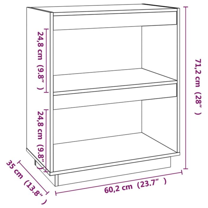 Bibliothèque Gris 60x35x71 cm Bois de pin massif – Image 6