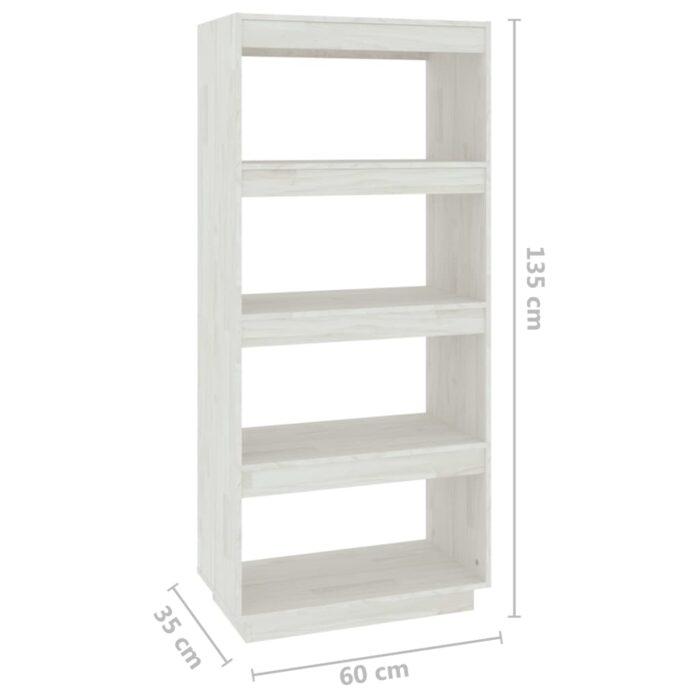 Bibliothèque/Séparateur de pièce Blanc 60x35x135 cm Pin massif – Image 6