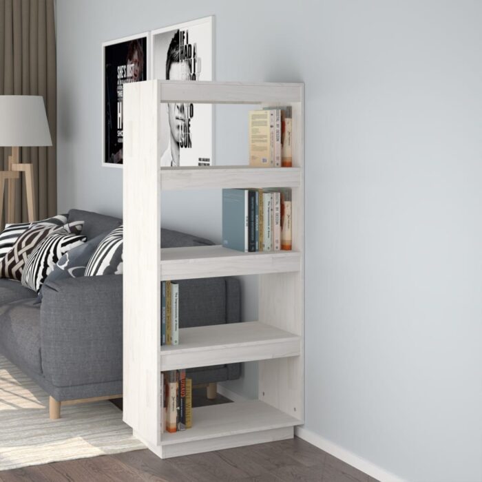 Bibliothèque/Séparateur de pièce Blanc 60x35x135 cm Pin massif – Image 1