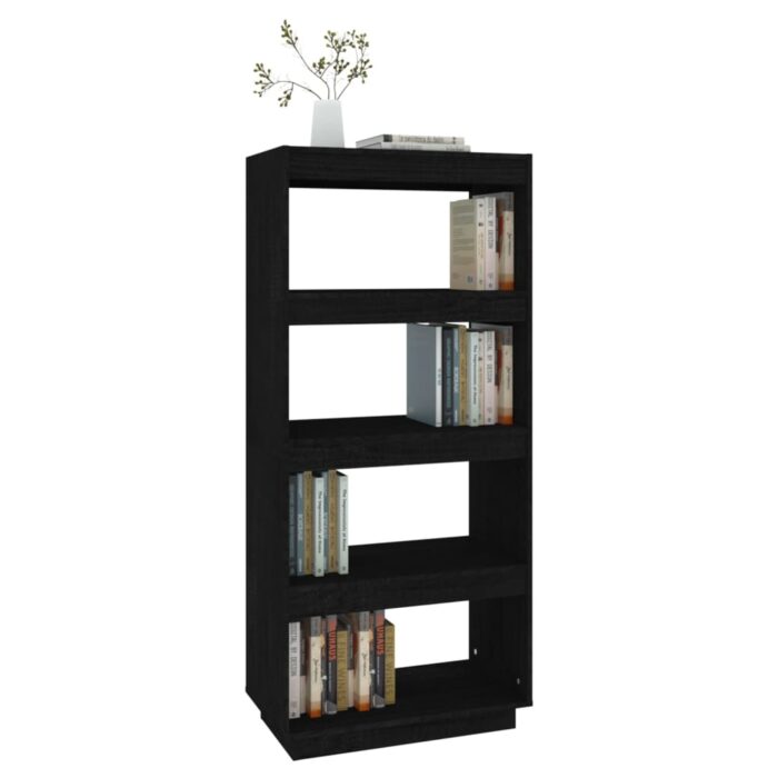 Bibliothèque/Séparateur de pièce Noir 60x35x135 cm Pin massif – Image 2