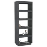 Bibliothèque/Séparateur de pièce Gris 60x35x167 cm Pin massif – Image 2