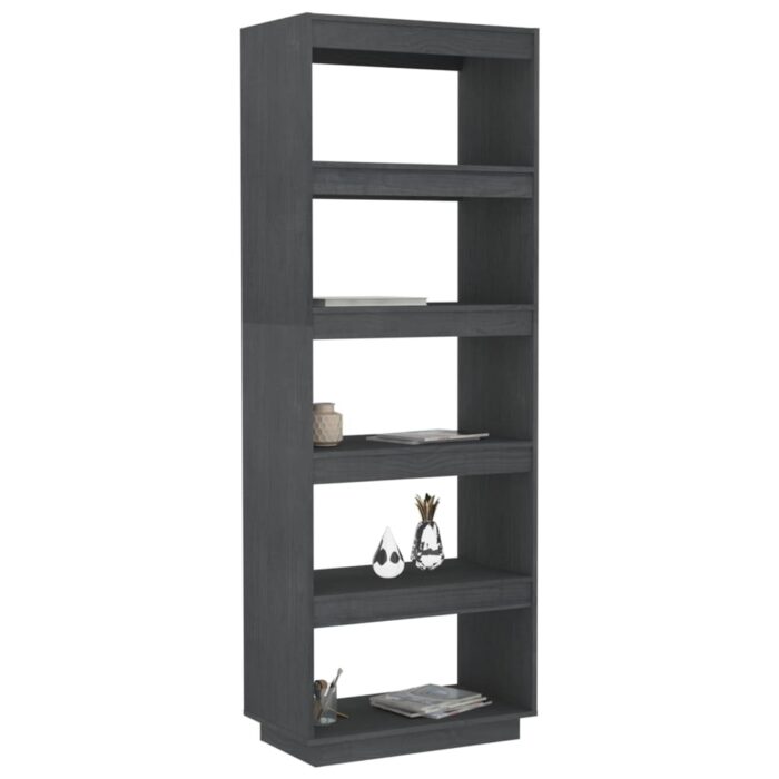 Bibliothèque/Séparateur de pièce Gris 60x35x167 cm Pin massif – Image 2