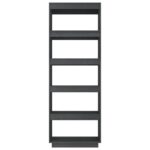 Bibliothèque/Séparateur de pièce Gris 60x35x167 cm Pin massif – Image 4