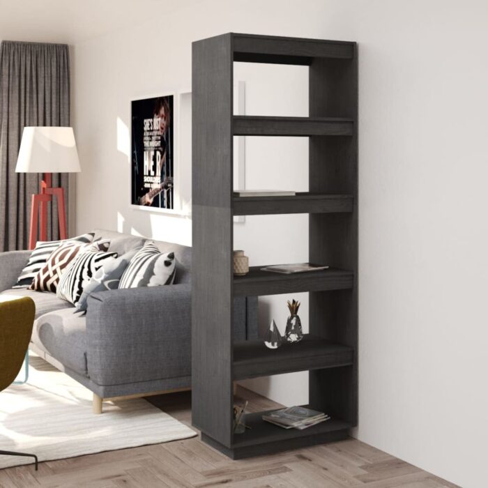 VXL8720286816073_m_en_hd_1.jpg Bibliothèque/Séparateur de pièce Gris 60x35x167 cm Pin massif – Image 1