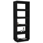 Bibliothèque/Séparateur de pièce Noir 60x35x167 cm Pin massif – Image 2