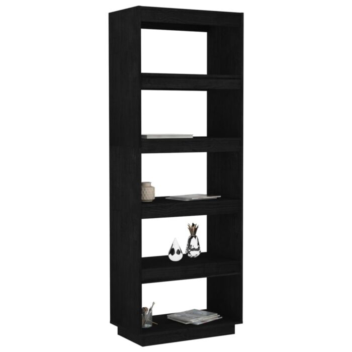 Bibliothèque/Séparateur de pièce Noir 60x35x167 cm Pin massif – Image 2