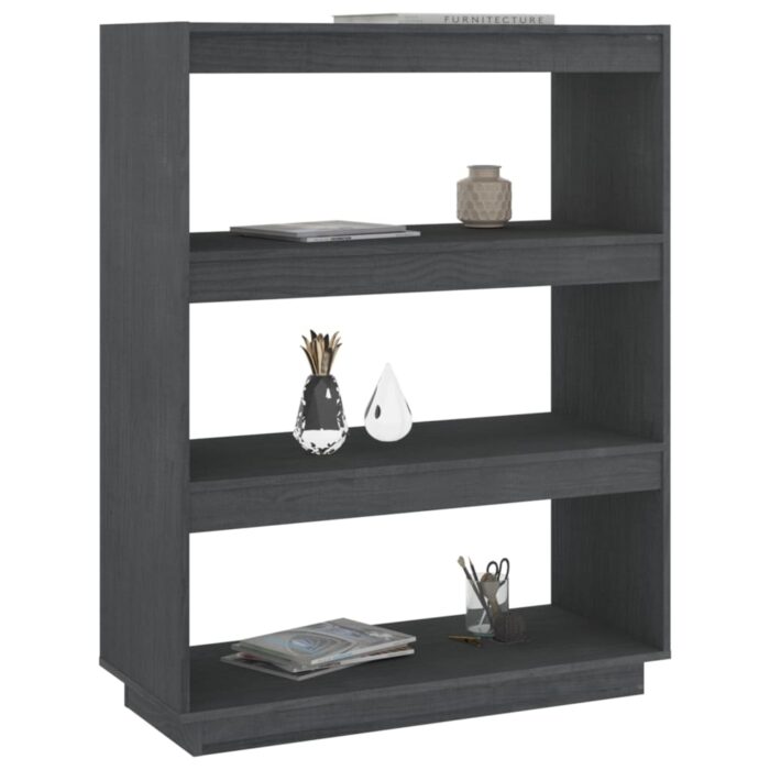 Bibliothèque/Séparateur de pièce Gris 80x35x103 cm Pin massif – Image 2