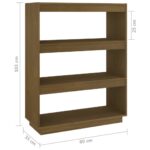Bibliothèque/Séparateur de pièce Marron miel 80x35x103 cm Pin – Image 6