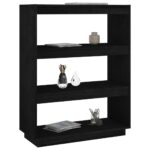 Bibliothèque/Séparateur de pièce Noir 80x35x103 cm Pin massif – Image 2