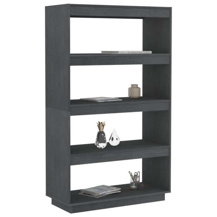 Bibliothèque/Séparateur de pièce Gris 80x35x135 cm Pin massif – Image 2