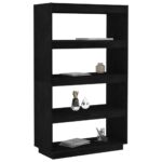 Bibliothèque/Séparateur de pièce Noir 80x35x135 cm Pin massif – Image 2
