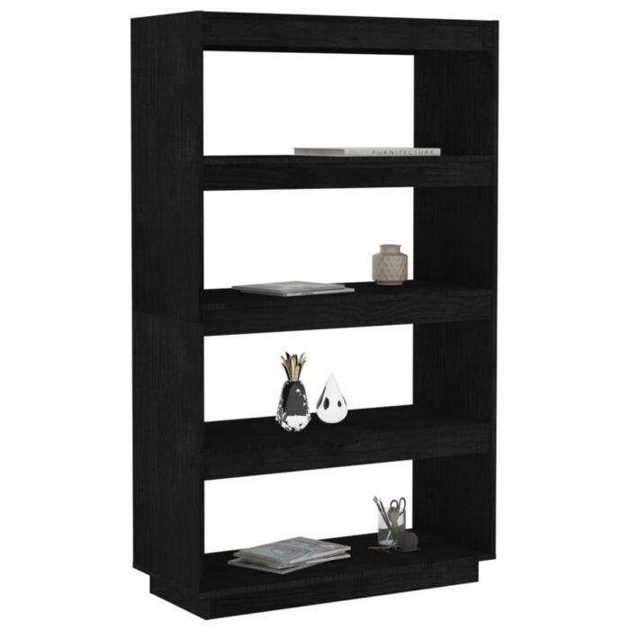 Bibliothèque/Séparateur de pièce Noir 80x35x135 cm Pin massif – Image 2