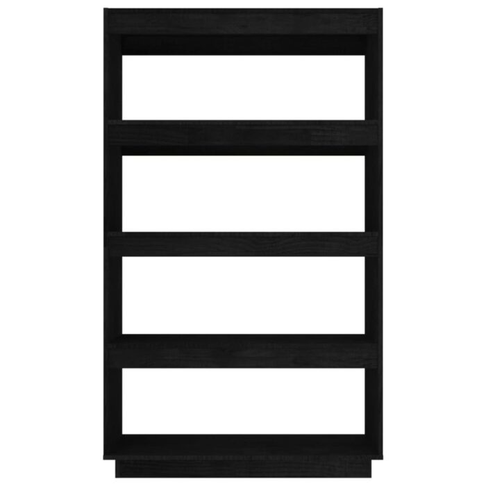 Bibliothèque/Séparateur de pièce Noir 80x35x135 cm Pin massif – Image 4