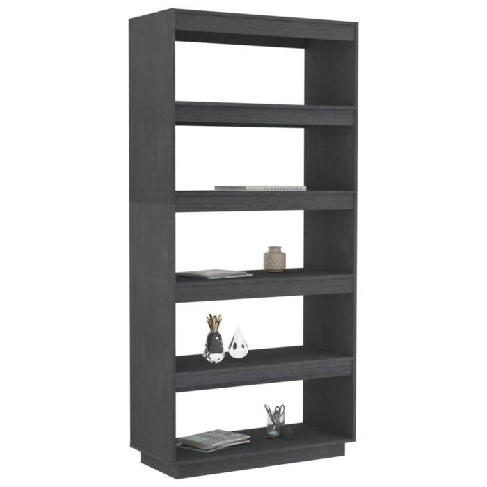 Bibliothèque/Séparateur de pièce Gris 80x35x167 cm Pin massif – Image 2