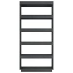 Bibliothèque/Séparateur de pièce Gris 80x35x167 cm Pin massif – Image 4