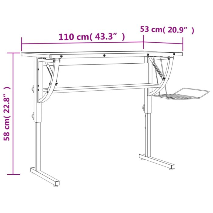 Bureau d'artisanat blanc et gris 110x53x(58-87) cm – Image 5