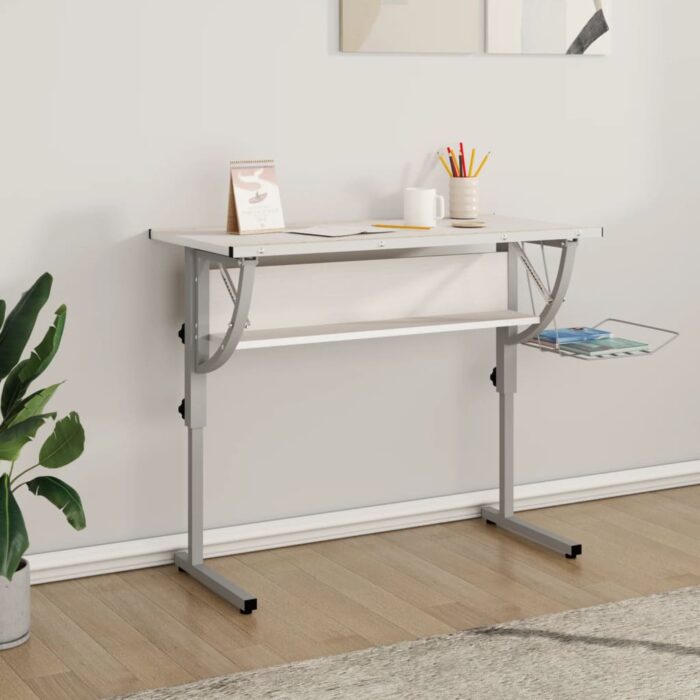 Bureau d'artisanat blanc et gris 110x53x(58-87) cm – Image 1