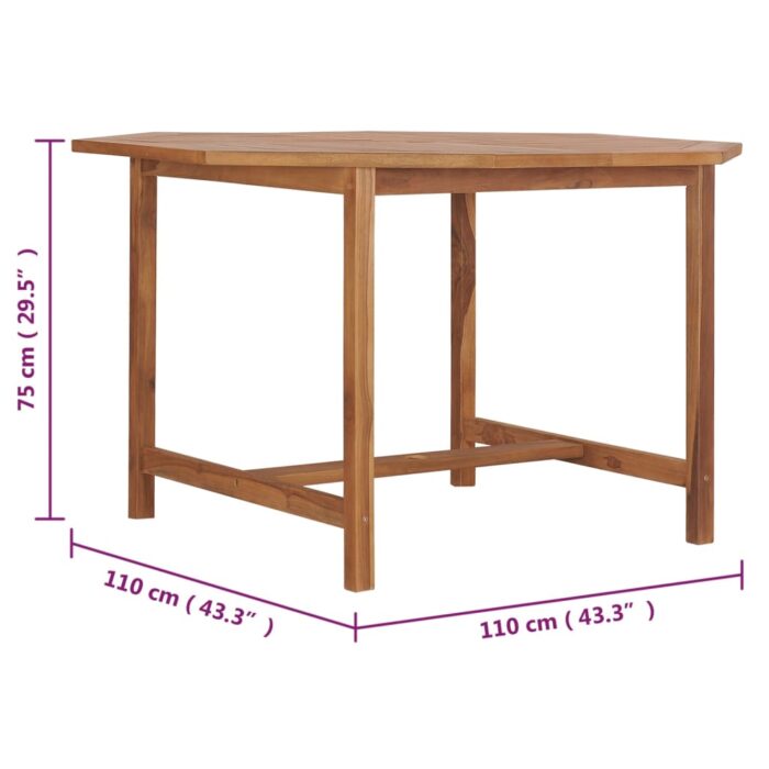 Table à dîner de jardin 110x110x75 cm Bois massif de teck – Image 6