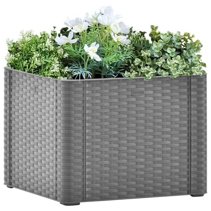 Lit surélevé de jardin avec système d'arrosage Gris 43x43x33 cm – Image 1