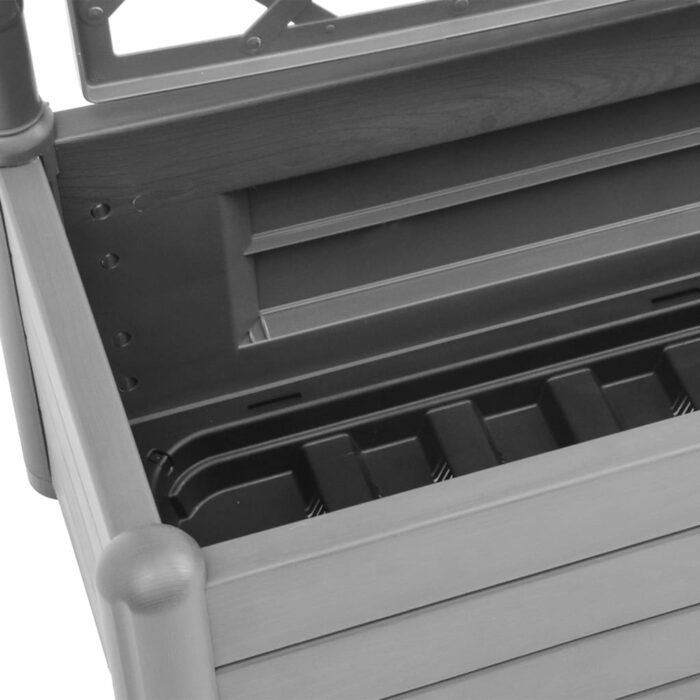 Jardinière avec treillis 100x43x142 cm PP Gris pierre – Image 4