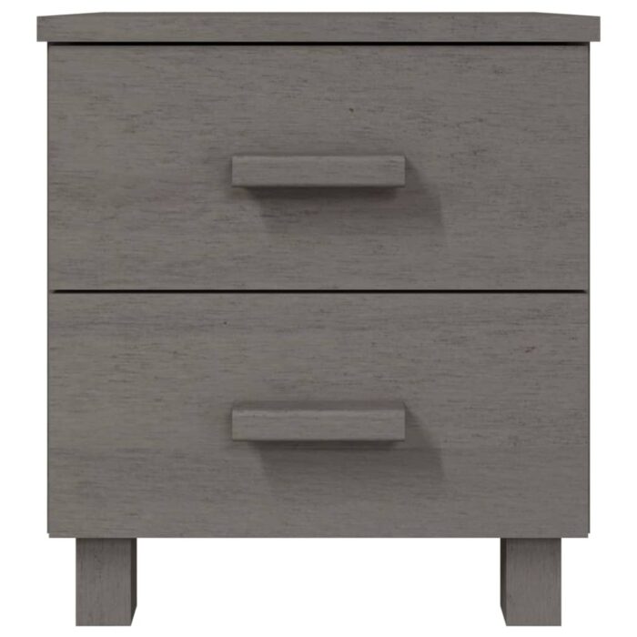 Table de chevet HAMAR Gris clair 40x35x44,5 cm Bois pin massif – Image 2