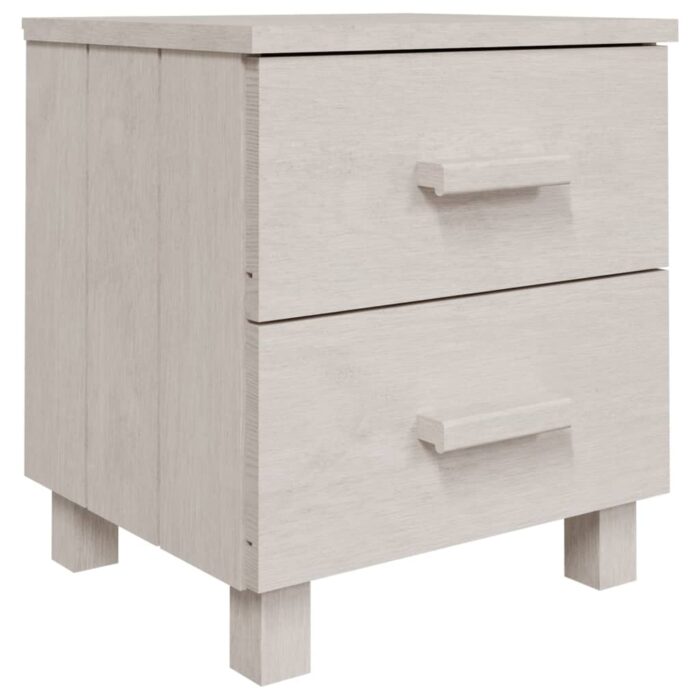 Tables de chevet HAMAR 2 pcs Blanc 40x35x44,5 cm Bois massif – Image 2