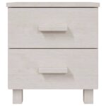 Tables de chevet HAMAR 2 pcs Blanc 40x35x44,5 cm Bois massif – Image 3