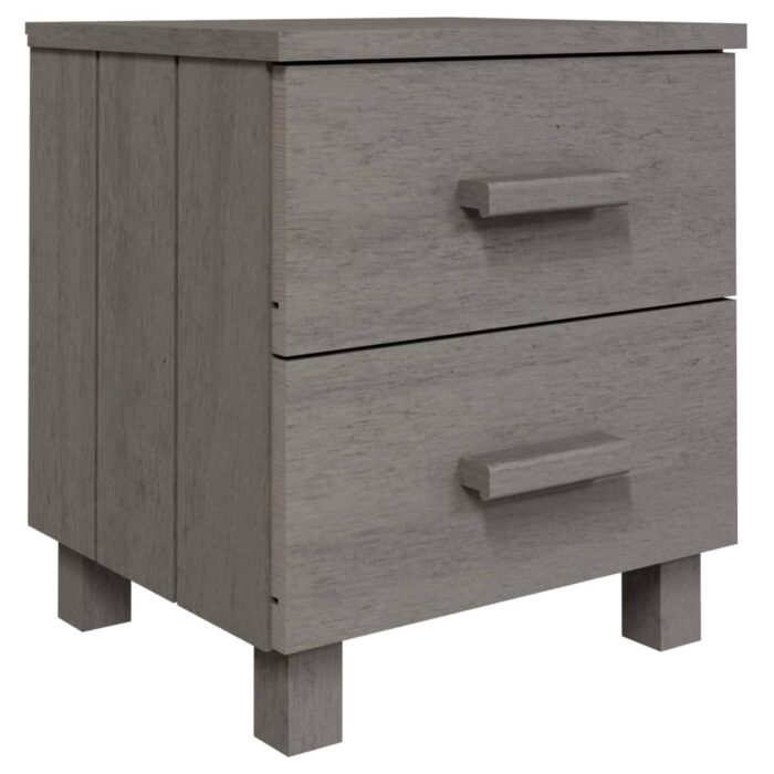 Tables de chevet HAMAR 2pcs Gris clair 40x35x44,5cm Bois massif – Image 2