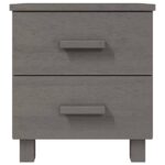 Tables de chevet HAMAR 2pcs Gris clair 40x35x44,5cm Bois massif – Image 3