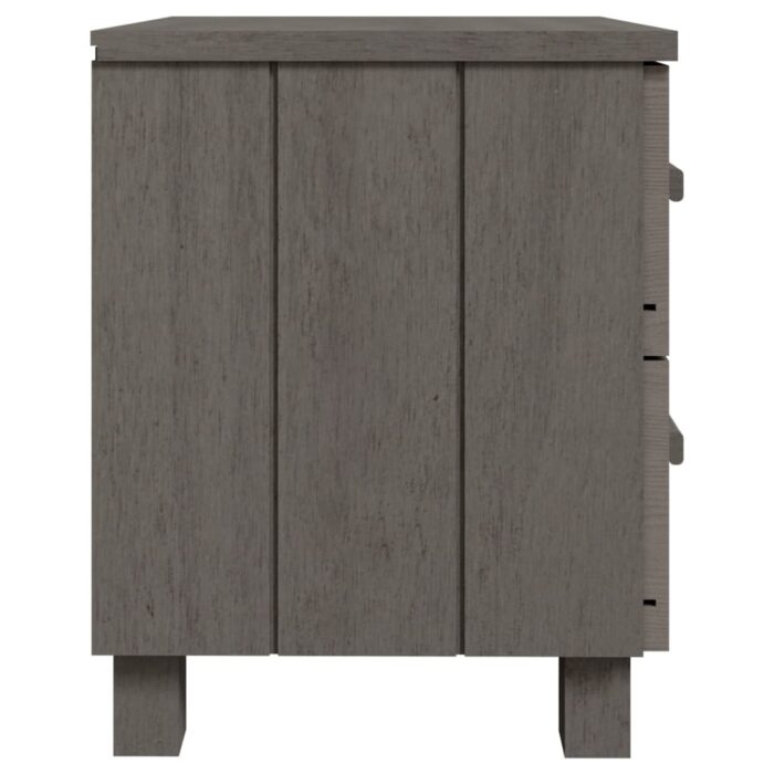 Tables de chevet HAMAR 2pcs Gris clair 40x35x44,5cm Bois massif – Image 4