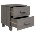 Tables de chevet HAMAR 2pcs Gris clair 40x35x44,5cm Bois massif – Image 5