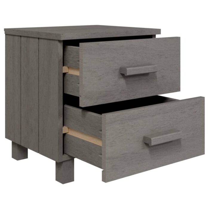 Tables de chevet HAMAR 2pcs Gris clair 40x35x44,5cm Bois massif – Image 5