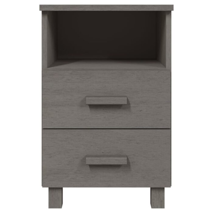 Table de chevet HAMAR Gris clair 40x35x62 cm Bois de pin massif – Image 2