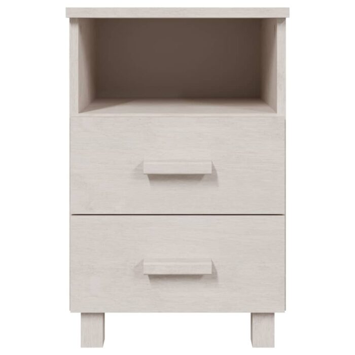 Tables de chevet HAMAR 2 pcs Blanc 40x35x62 cm Bois massif – Image 3